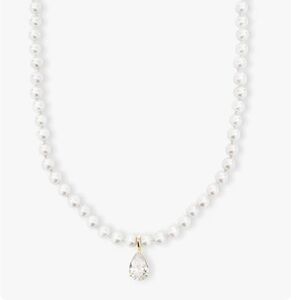 Melinda Maria Perfect Pearl Teardrop Choker in Gold
